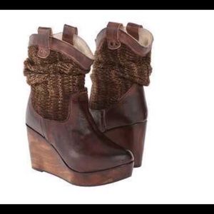 Bedstu Bruges Slouch Ankle Wedge Heel Boots